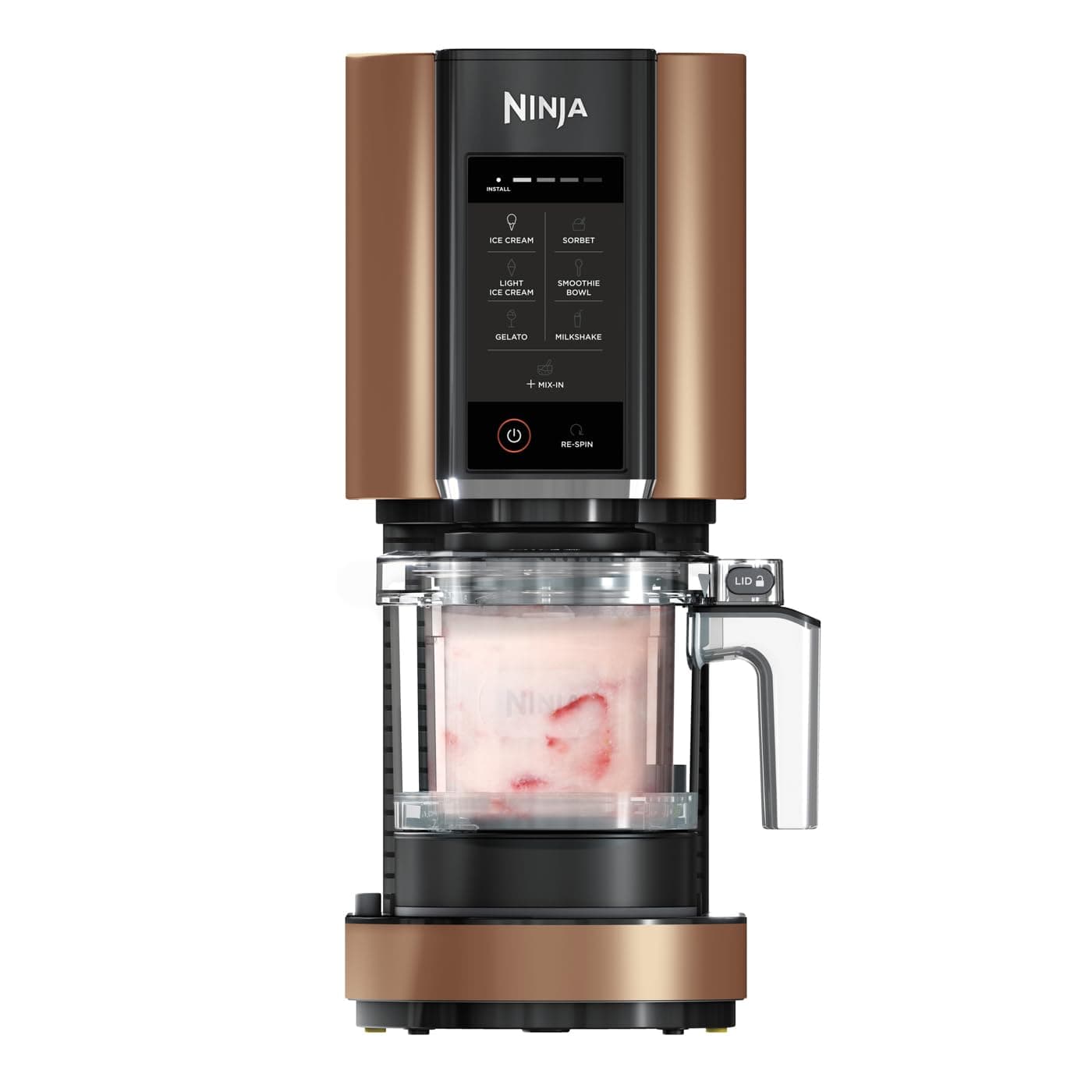 Ninja CREAMi Ice Cream Maker & Frozen Dessert Maker with 3 Tubs, 7 Programs, Makes Ice Cream, Gelato, Sorbet, Smoothie Bowl, Milkshakes and more, Makes 1.4L of Ice Cream, Black & Copper, NC300UKCP